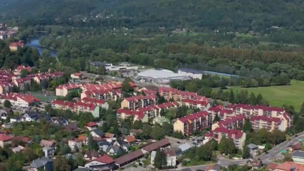 Krásná Krajina Sanok Aerial View Polsko Vysoce Kvalitní Záběry — Stock video