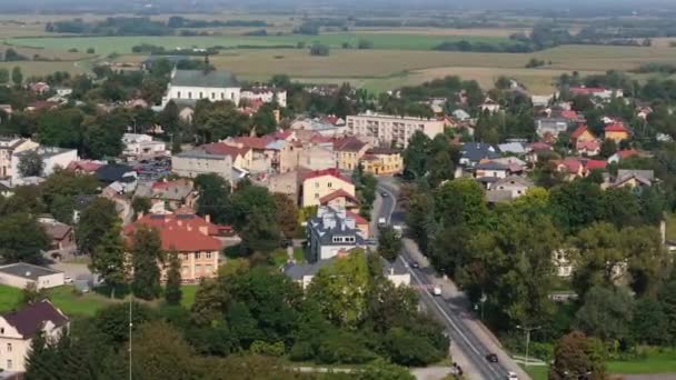 Όμορφο Τοπίο Downtown Housing Estate Radymno Aerial View Poland Υψηλής — Αρχείο Βίντεο