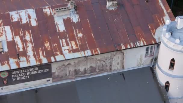Krásný Palác Tower Bircza Bircza Aerial View Polsko Vysoce Kvalitní — Stock video