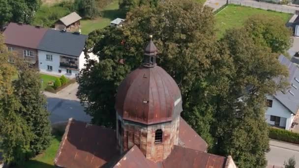 Landscape Orthodox Church Oleszyce Aerial View Poland High Quality Footage — Stock Video
