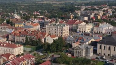 Güzel Manzara Eski Kasaba Pazar Meydanı Konseyi Jaroslaw Hava Manzarası Polonya. Yüksek kalite 4k görüntü