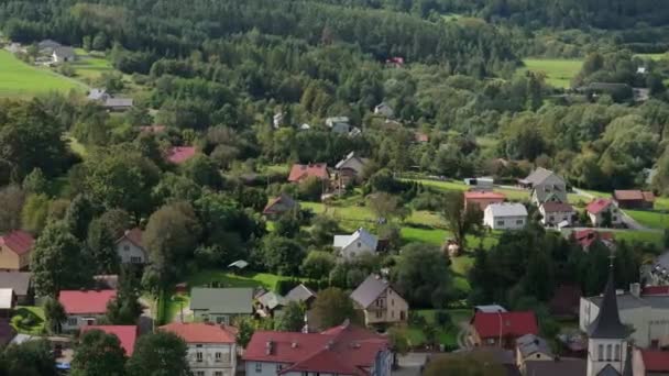 Gyönyörű Táj Bircza Aerial View Lengyelország Kiváló Minőségű Felvételek — Stock videók