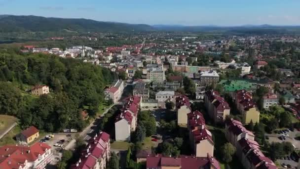 Beautiful Landscape Old Town Sanok Aerial View Poland High Quality — Stock Video