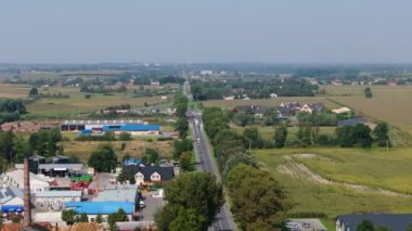 Güzel Peyzaj Yolu Radymno Hava Manzarası Polonya. Yüksek kalite 4k görüntü