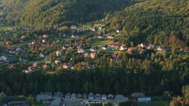 Güzel Açık Hava Müzesi Skansen Sanok Bieszczady Hava Görüntüsü Polonya. Yüksek kalite 4k görüntü