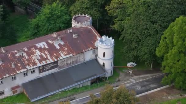 Piękny Pałac Bircza Widok Lotu Ptaka Polska Wysokiej Jakości Materiał — Wideo stockowe