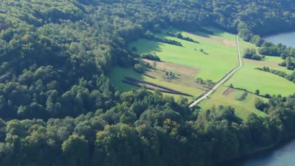 Heart Bieszczady Mountains Solina Aerial View Polen Hoge Kwaliteit Beeldmateriaal — Stockvideo
