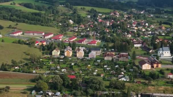 Schöne Landschaft Downtown Mountains Bieszczady Uherce Mineralne Luftaufnahme Polen Hochwertiges — Stockvideo