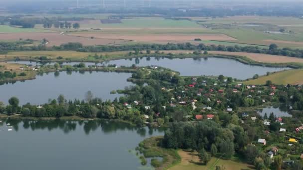 Prachtige Landschap Lagune Zek Radymno Luchtfoto View Polen Hoge Kwaliteit — Stockvideo