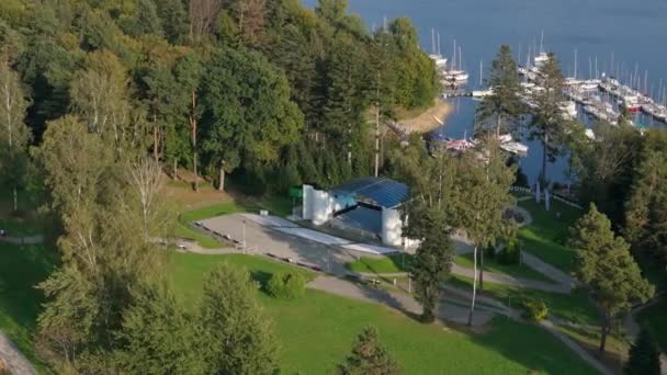 Bellissimo Anfiteatro Porto Polanczyk Lago Solina Vista Aerea Polonia Filmati — Video Stock