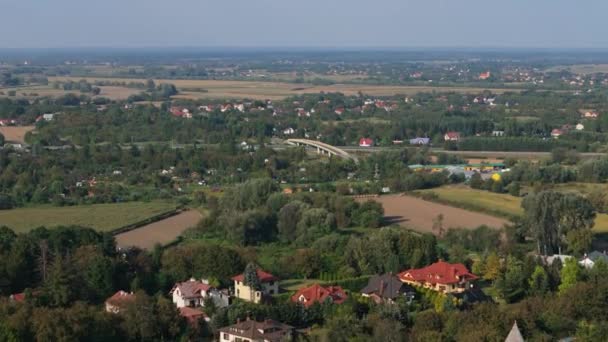 Prachtige Landschapsbrug Jaroslaw Luchtfoto Polen Hoge Kwaliteit Beeldmateriaal — Stockvideo