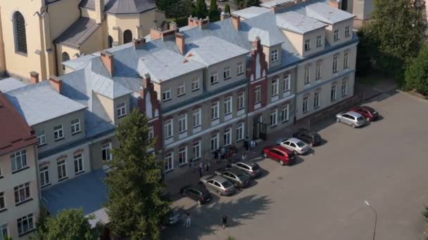 Piękna Szkoła Krajobrazowa Oleszyce Aerial View Poland Wysokiej Jakości Materiał — Wideo stockowe