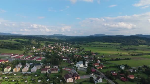 Vackra Landskap Berg Bieszczady Uherce Mineralne Antenn View Poland Högkvalitativ — Stockvideo