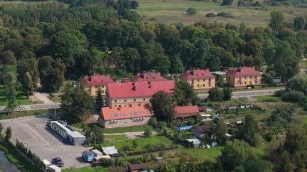 Piękne Domy Krajobrazowe Lubaczów Widok Powietrza Polska Wysokiej Jakości Materiał — Wideo stockowe