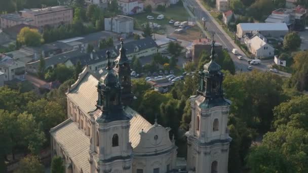 Krásný Kostel Downtown Jaroslaw Aerial View Polsko Vysoce Kvalitní Záběry — Stock video