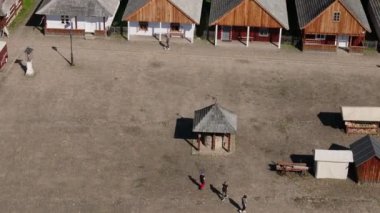 Güzel Açık Hava Müzesi Skansen Sanok Hava Görünümü Polonya. Yüksek kalite 4k görüntü