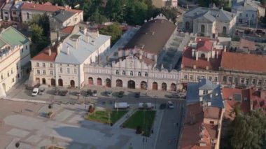 Güzel Manzara Eski Kent Pazar Meydanı Jaroslaw Hava Sahası Polonya. Yüksek kalite 4k görüntü