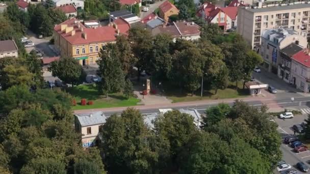 Piękny Rynek Śródmiejski Park Radymno Aerial View Poland Wysokiej Jakości — Wideo stockowe