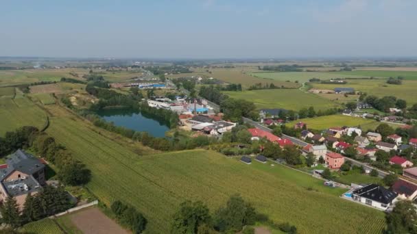 Gyönyörű Táj Radymno Aerial View Lengyelország Kiváló Minőségű Felvételek — Stock videók