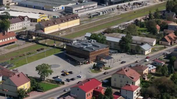 Krásná Krajina Autobusové Nádraží Sanok Aerial View Polsko Vysoce Kvalitní — Stock video