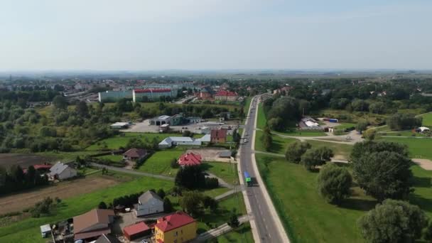 Vackra Landskap Road Radymno Antenn View Poland Högkvalitativ Film — Stockvideo
