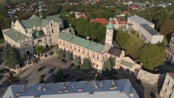 Hermosa Iglesia Ciudad Vieja Jaroslaw Vista Aérea Polonia Imágenes Alta — Vídeos de Stock