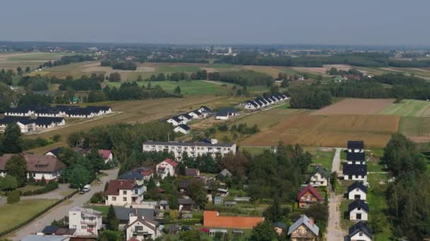 Gyönyörű Tájkép Lakóingatlan Lubaczow Aerial View Lengyelország Kiváló Minőségű Felvételek — Stock videók