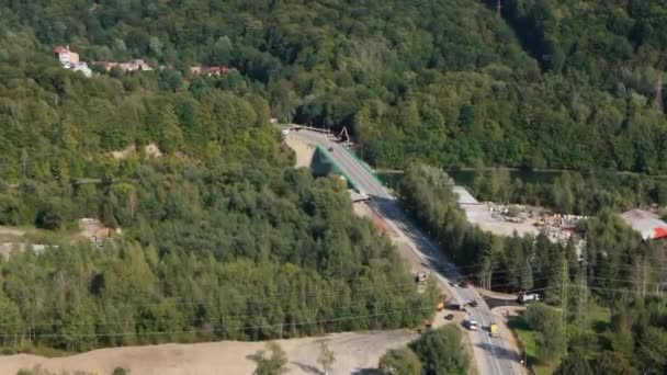 Ландшафтный Мост Озеро Солина Воздушный Вид Польши Высококачественные Кадры — стоковое видео