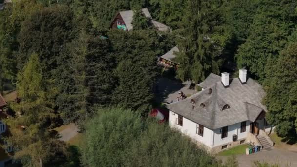 Beautiful Open Air Museum Skansen Sanok Aerial View Poland High — Stock Video