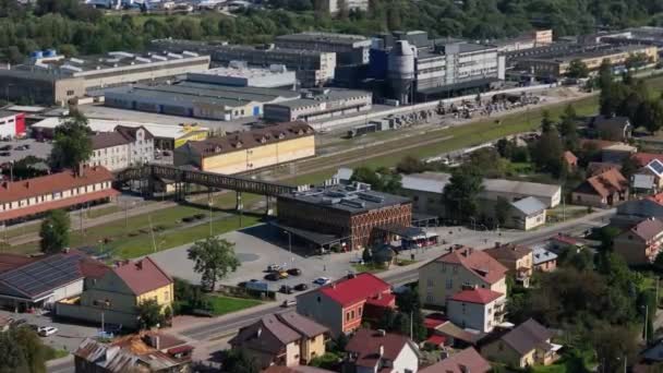 Beautiful Landscape Bus Station Sanok Aerial View Poland High Quality — Stock Video