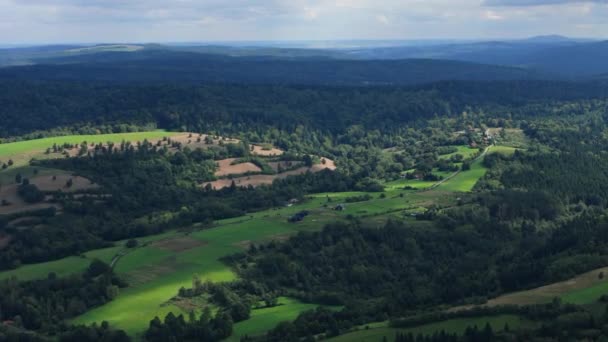 Peisaj Frumos Pădure Munți Baranyaady Bircza Vedere Aeriană Polonia Înregistrare — Videoclip de stoc