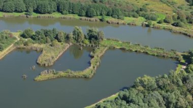 Güzel Peyzaj Göletleri Bieszczady Sanok Hava Görüntüsü Polonya. Yüksek kalite 4k görüntü