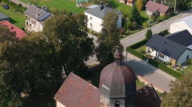 Manzara Ortodoks Kilisesi Oleszyce Hava Görüntüsü Polonya. Yüksek kalite 4k görüntü