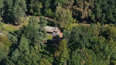 Güzel Açık Hava Müzesi Skansen Sanok Bieszczady Hava Görüntüsü Polonya. Yüksek kalite 4k görüntü