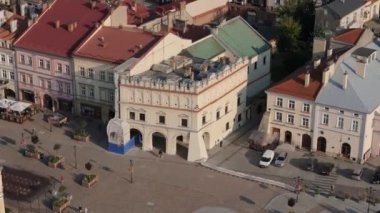 Güzel Manzara Eski Kent Pazar Meydanı Jaroslaw Hava Sahası Polonya. Yüksek kalite 4k görüntü