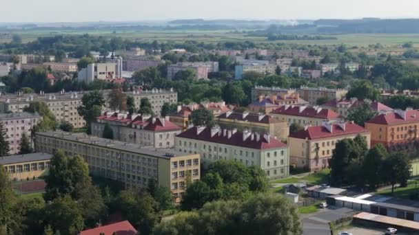 Gyönyörű Tájkép Lakóingatlan Jaroslaw Aerial View Lengyelország Kiváló Minőségű Felvételek — Stock videók