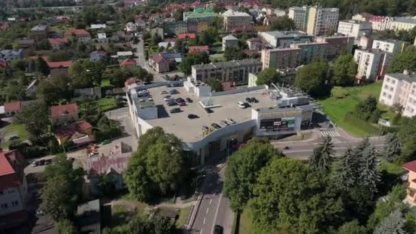 Schöne Dachgalerie Mall Sanok Luftaufnahme Polen Hochwertiges Filmmaterial — Stockvideo