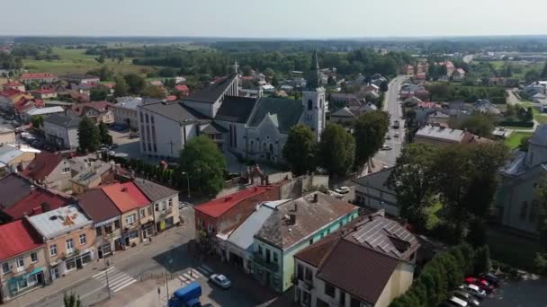 Piękna Katedra Śródmieście Lubaczów Widok Powietrza Polska Wysokiej Jakości Materiał — Wideo stockowe