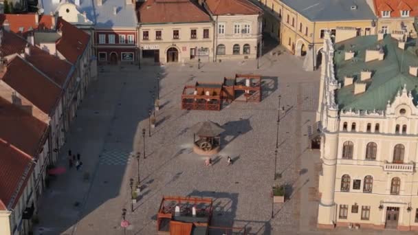 Hermoso Paisaje Old Town Market Square Jaroslaw Vista Aérea Polonia — Vídeo de stock