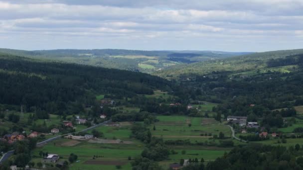 Прекрасний Ландшафтний Ліс Лісові Гори Beschady Bircha Air View Poland — стокове відео
