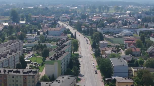 Beautiful Landscape Road Housing Estate Lubaczow Aerial View Poland High — Stock Video