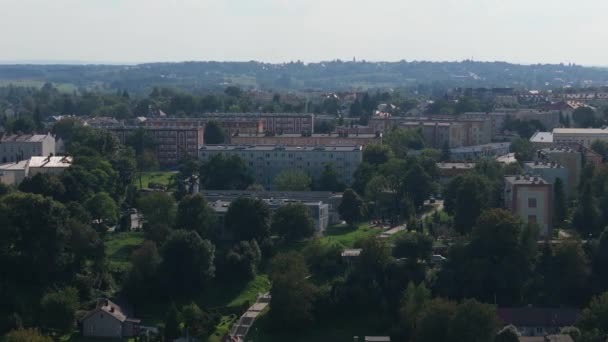 Schöne Landschaft Siedlung Jaroslaw Luftbild Polen Hochwertiges Filmmaterial — Stockvideo