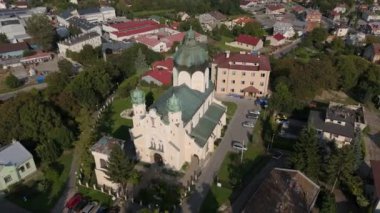 Güzel Peyzaj Kilisesi Eski Şehir Jaroslaw Hava Manzarası Polonya. Yüksek kalite 4k görüntü