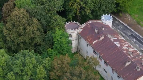 Beautiful Palace Bircza Bircza Aerial View Poland High Quality Footage — Stock Video