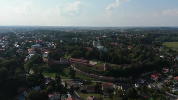 Schöne Landschaft Mauer Kloster Opactwo Jaroslaw Luftaufnahme Polen Hochwertiges Filmmaterial — Stockvideo