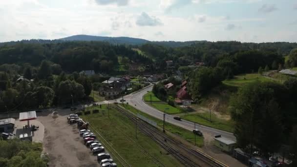Schöne Landschaft Berge Bieszczady Uherce Mineralne Luftaufnahme Polen Hochwertiges Filmmaterial — Stockvideo