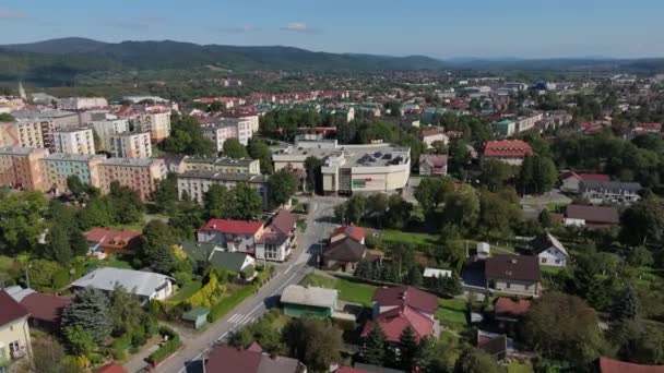 Prachtige Landschapsgallerij Mall Sanok Aerial View Poland Hoge Kwaliteit Beeldmateriaal Stockvideo's