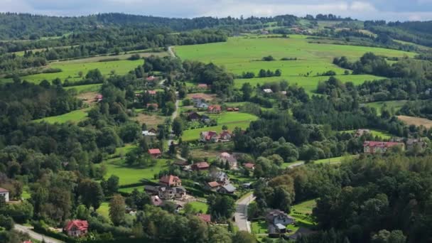 Красиві Ландшафтні Гори Beschady Bircha Air View Poland Високоякісні Кадри — стокове відео