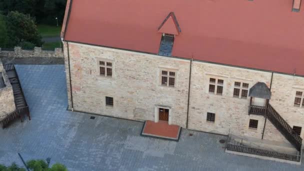 Krásný Royal Castle Old Town Sanok Aerial View Polsko Vysoce — Stock video