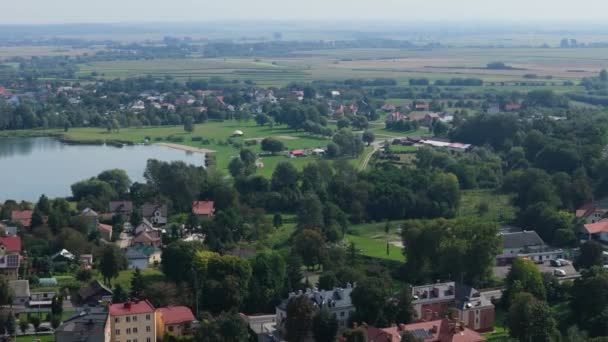 Gyönyörű Táj Lagúna Zek Radymno Aerial View Lengyelország Kiváló Minőségű — Stock videók